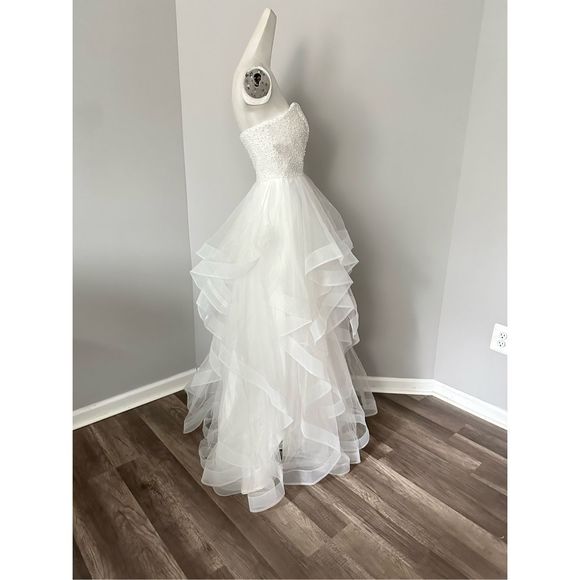 BASIX BLACK LABEL D1427L PEARL TIERED STRAPLESS GOWN US 10 $490 - Picture 10 of 12